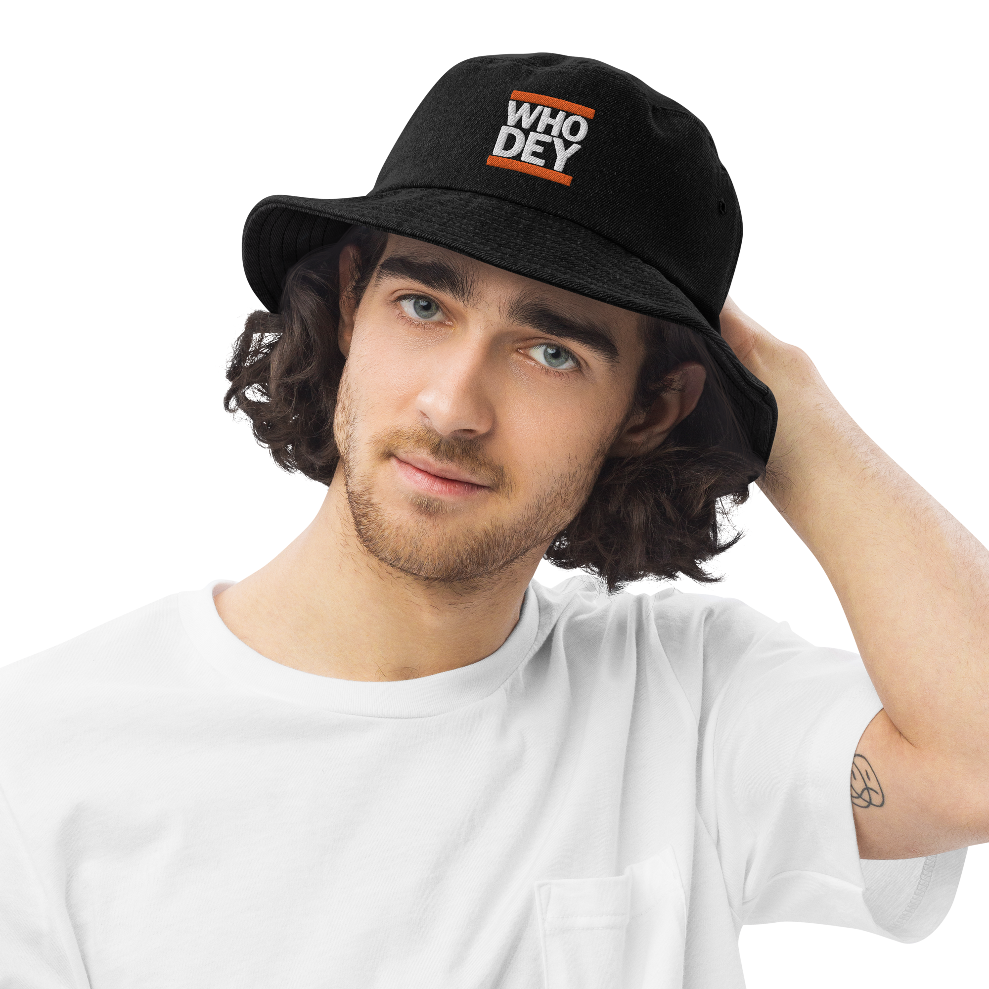WHO DEY Black Denim Bucket Hat