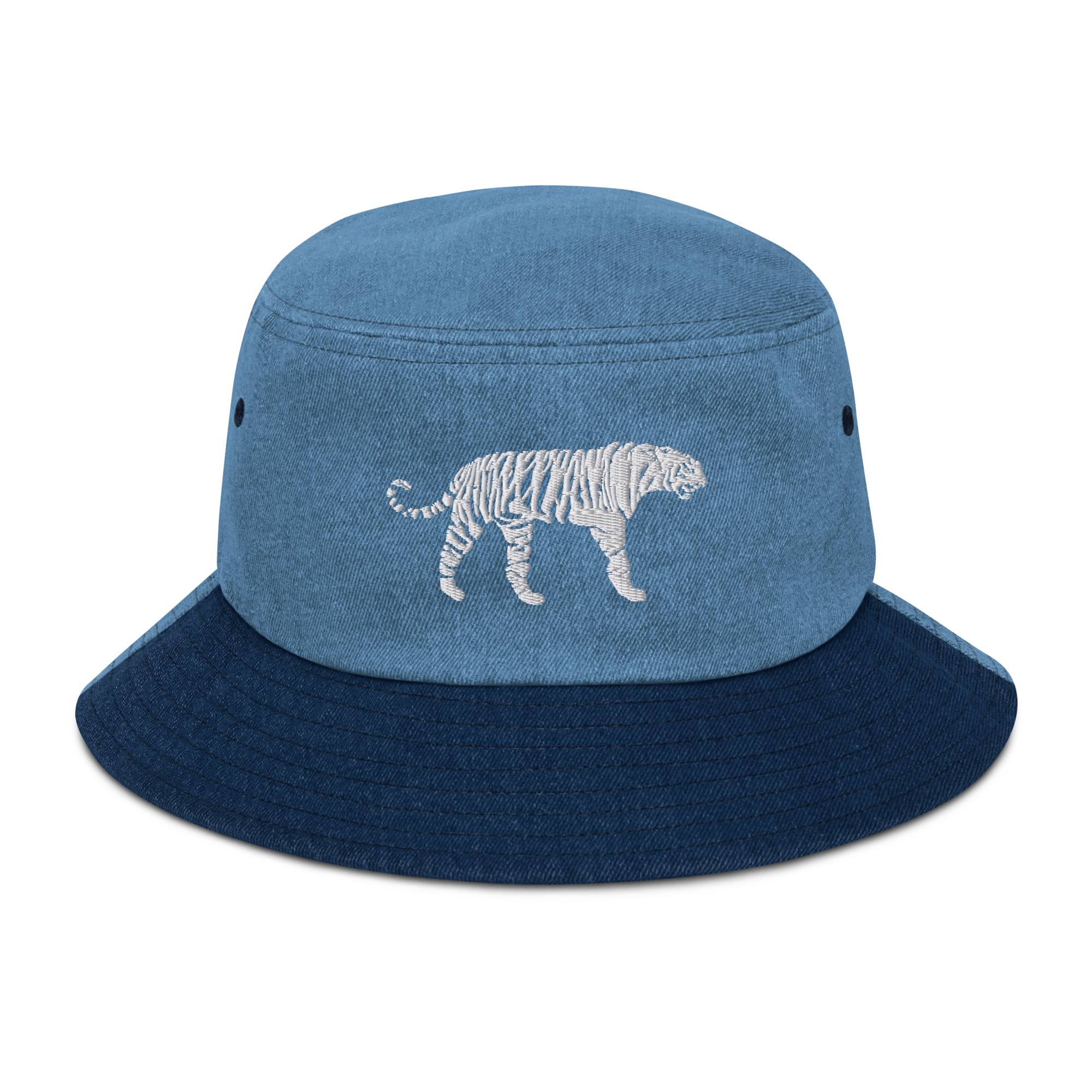 White Tiger Denim Bucket Hat