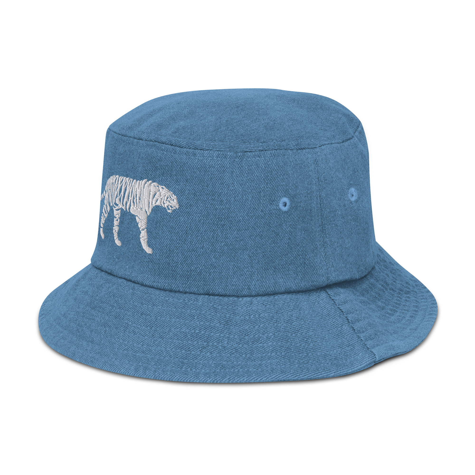 White Tiger Denim Bucket Hat