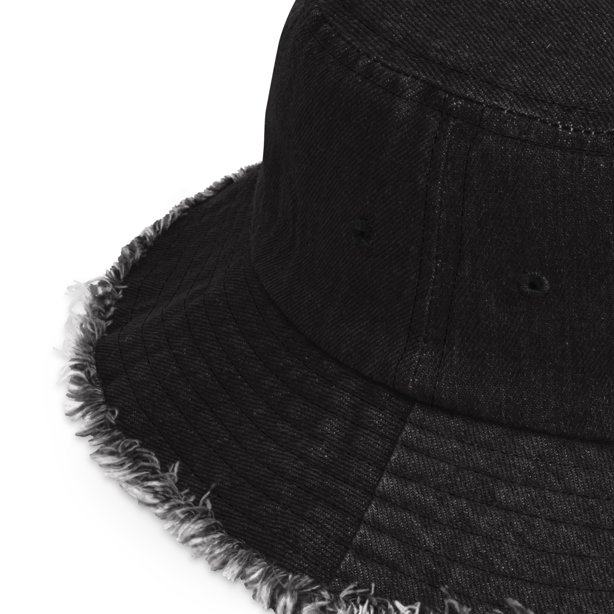 White Tiger Distressed Denim Bucket Hat