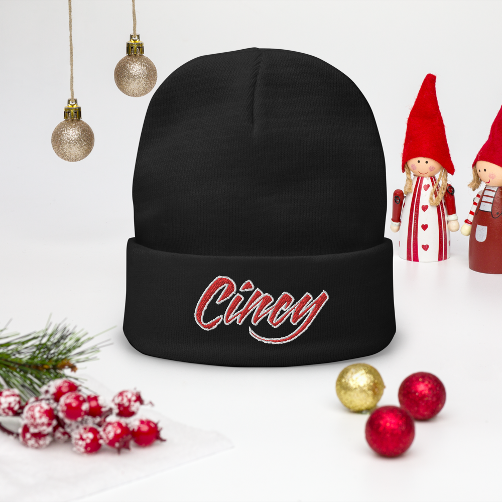 Cincy Cat Scratch Embroidered Beanie