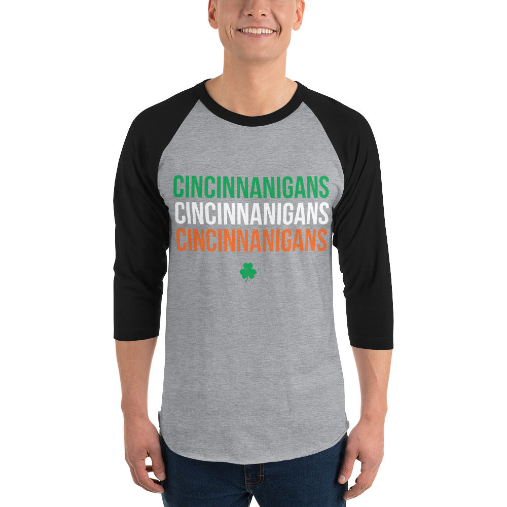 Cincinnanigans St Patrick's Day 3/4 Sleeve Raglan