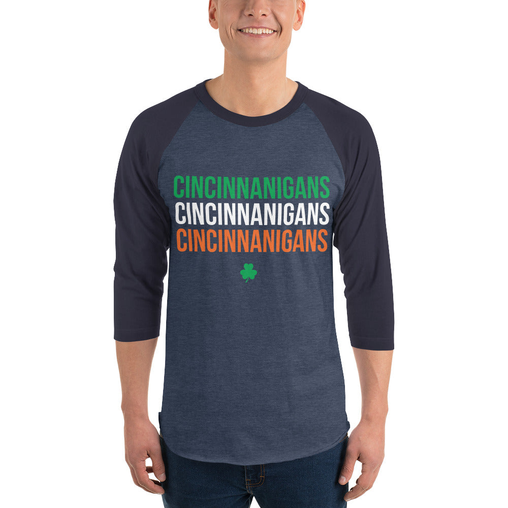 Cincinnanigans St Patrick's Day 3/4 Sleeve Raglan