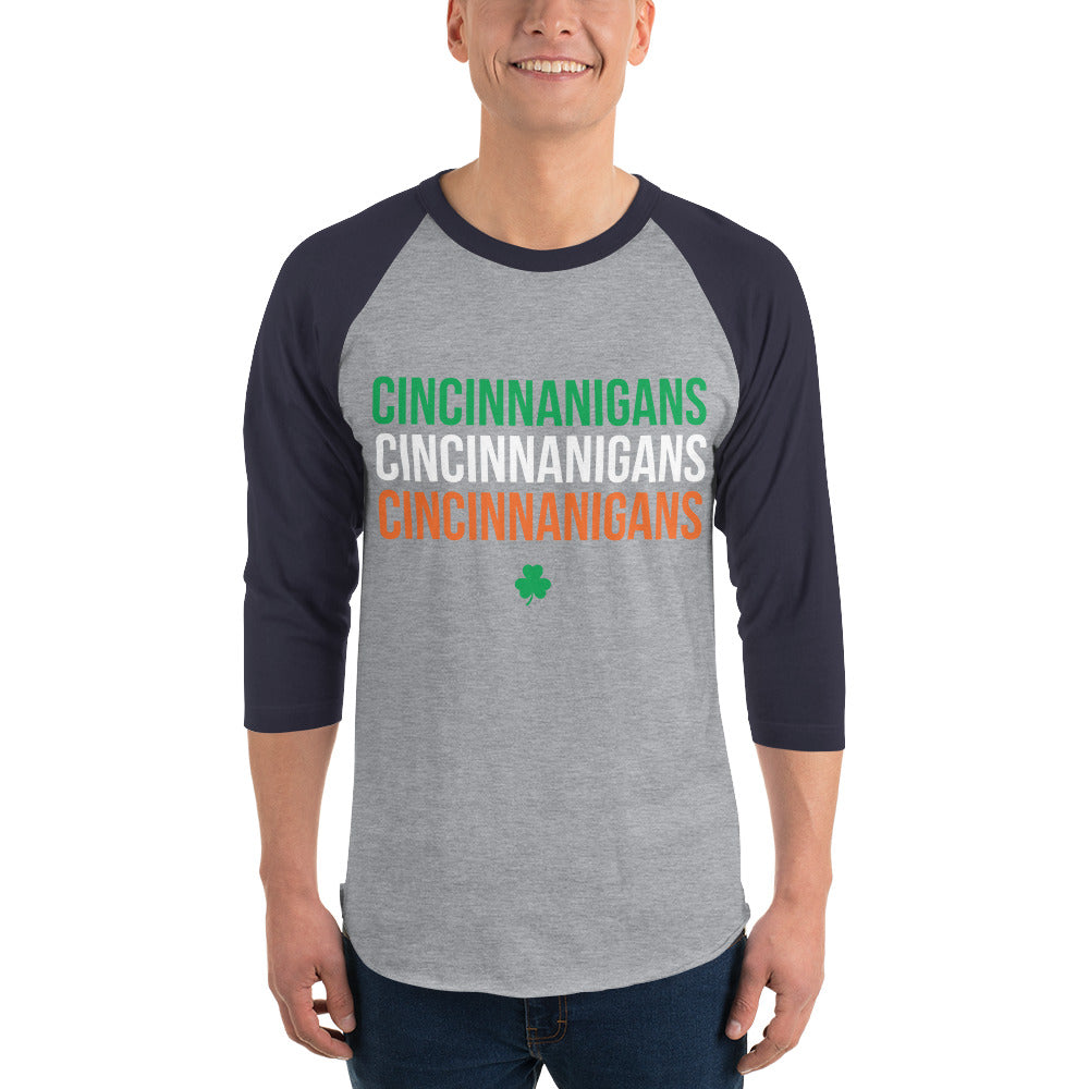 Cincinnanigans St Patrick's Day 3/4 Sleeve Raglan