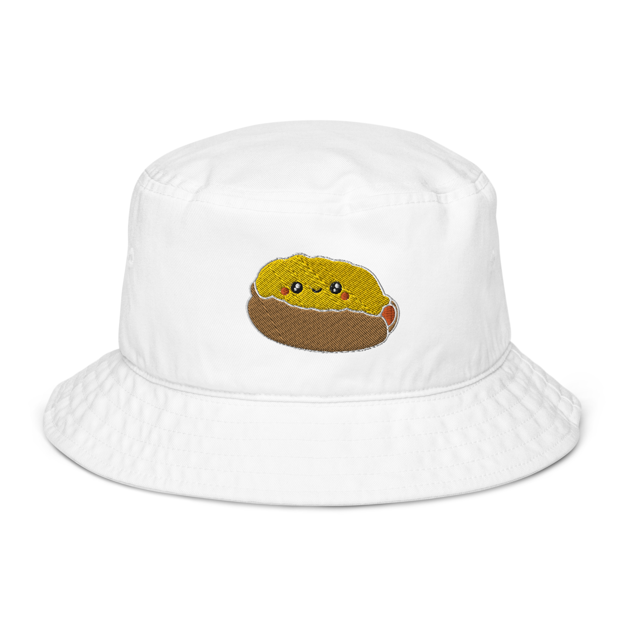 Kawaii Embroidered Cheese Coney Bucket Hat