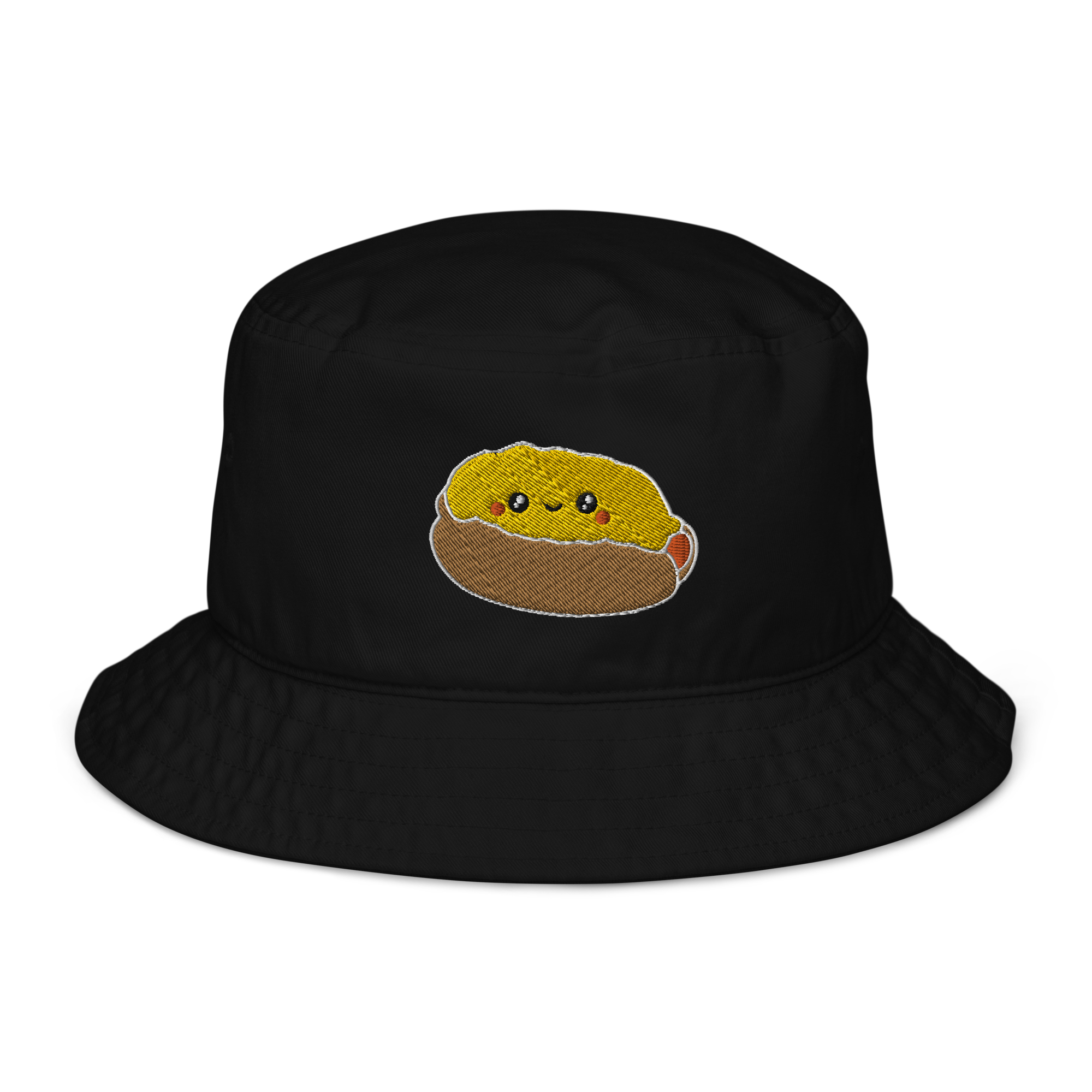 Kawaii Embroidered Cheese Coney Bucket Hat
