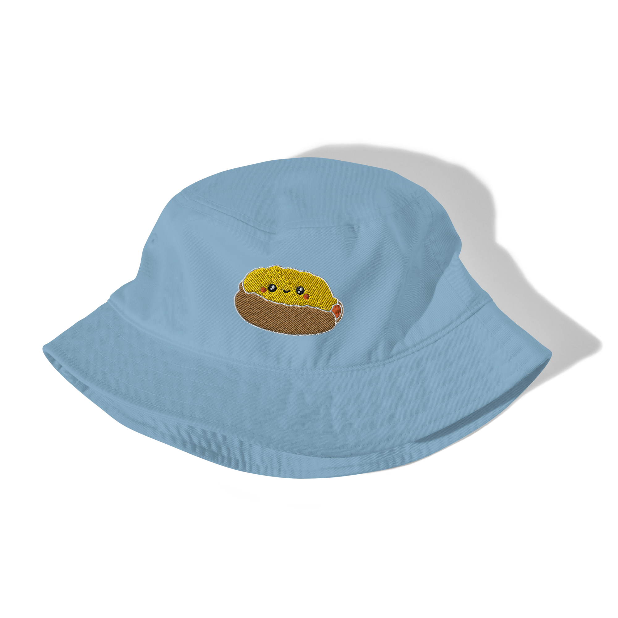 Kawaii Embroidered Cheese Coney Bucket Hat