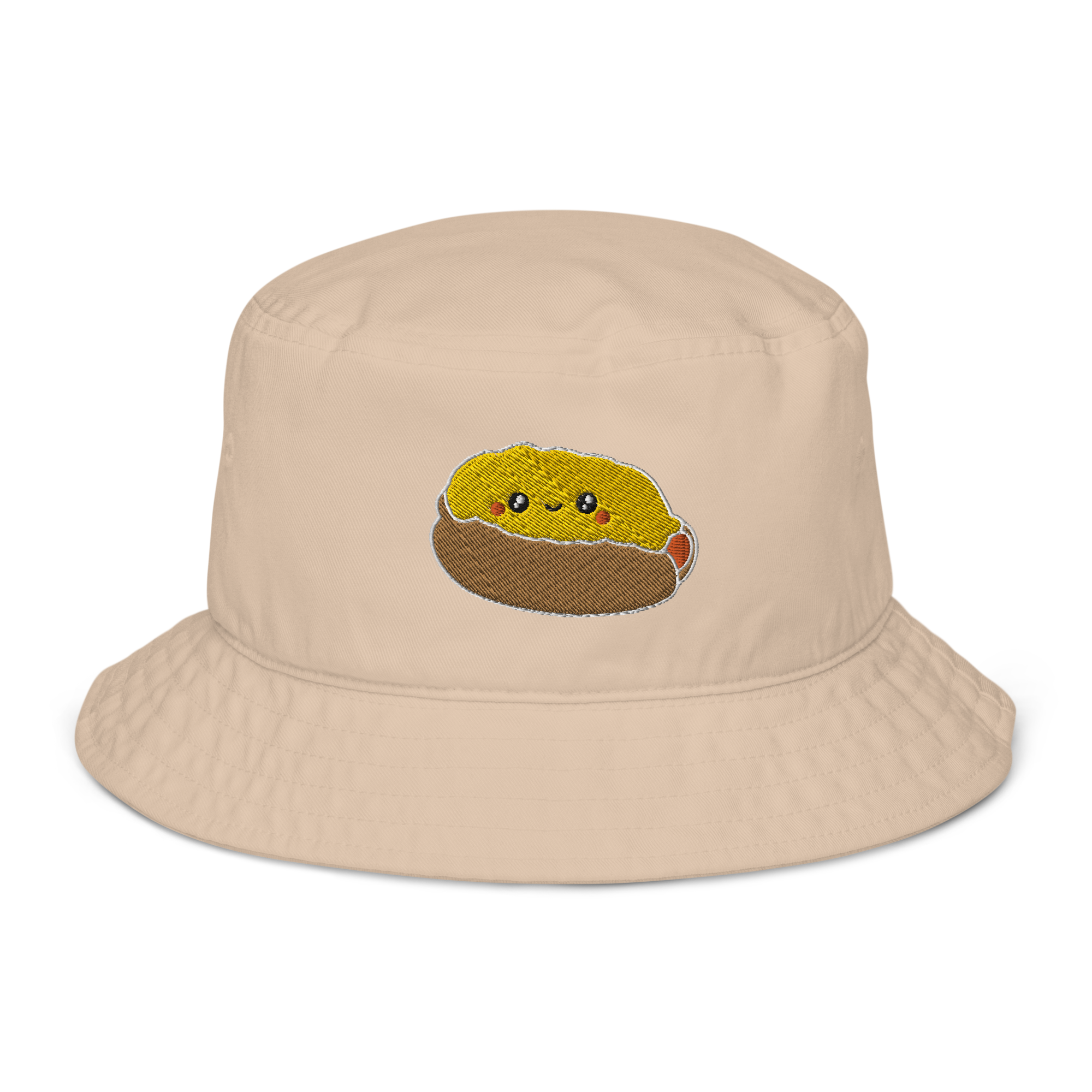 Kawaii Embroidered Cheese Coney Bucket Hat