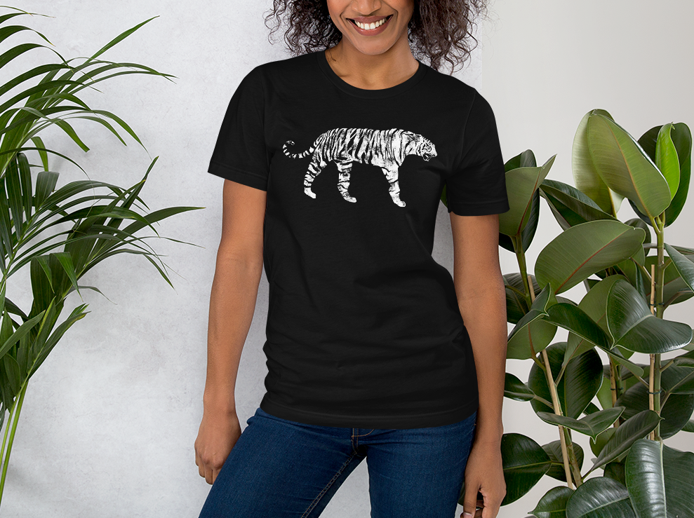 White Bengal Tiger Vintage Print