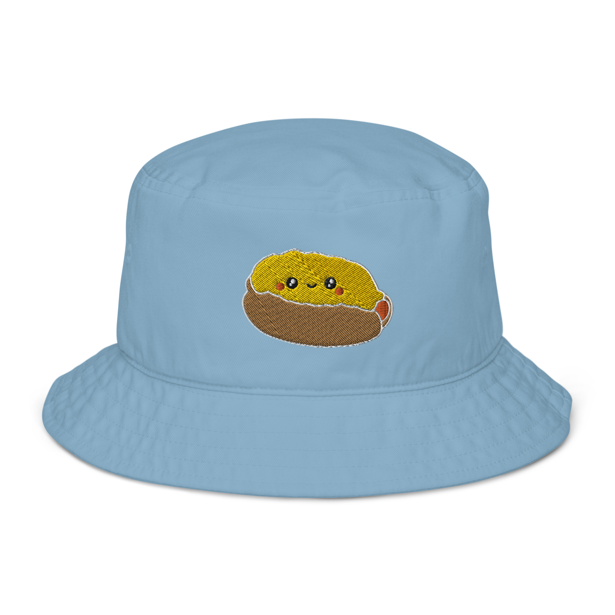 Kawaii Embroidered Cheese Coney Bucket Hat